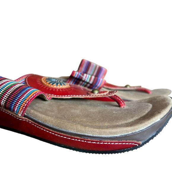 Spring Step Yasmin Leather Boho Thong Sandals 38 - Picture 2 of 6